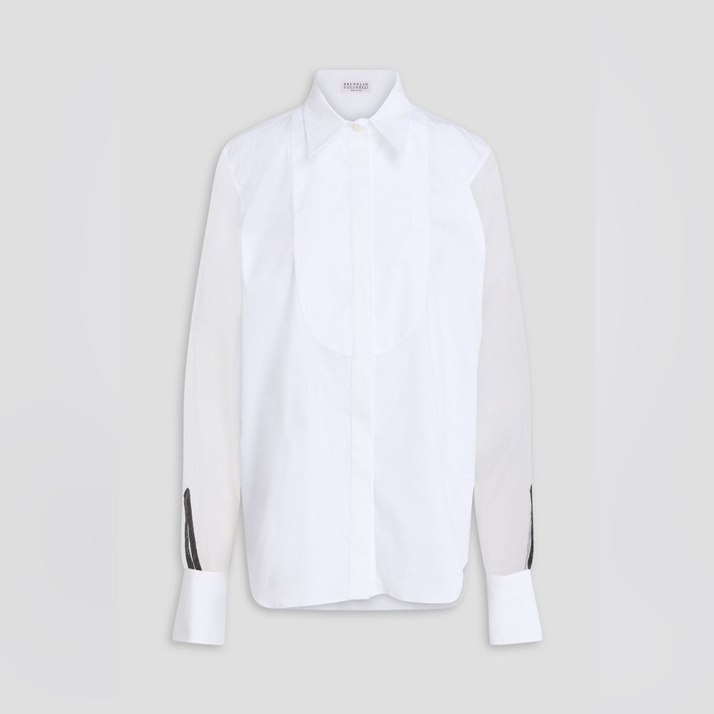 Brunello Cucinelli White Button Down Shirt 
in size S